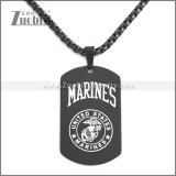 Black Stainless Steel Marines Dog Tag Pendant p010423H1