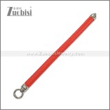 Red Stainless Steel Braided Leather Bracelet b010208R