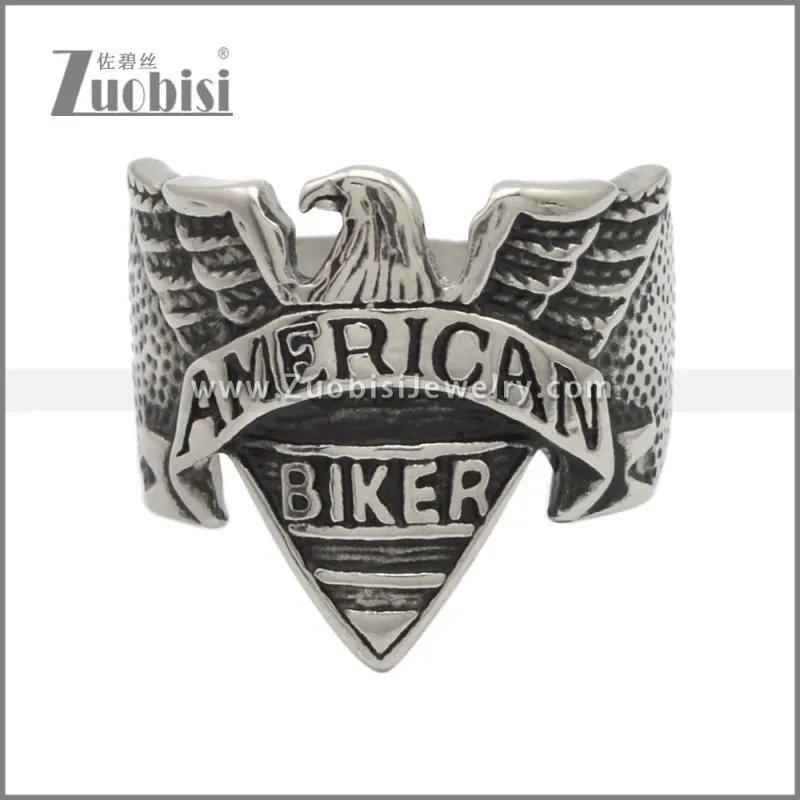 Good Quality 316L Stainless Steel American Eagle Biker Ring r000887