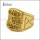 Gold Plated Thor Hammer Stainless Steel Viking Rings r009198G