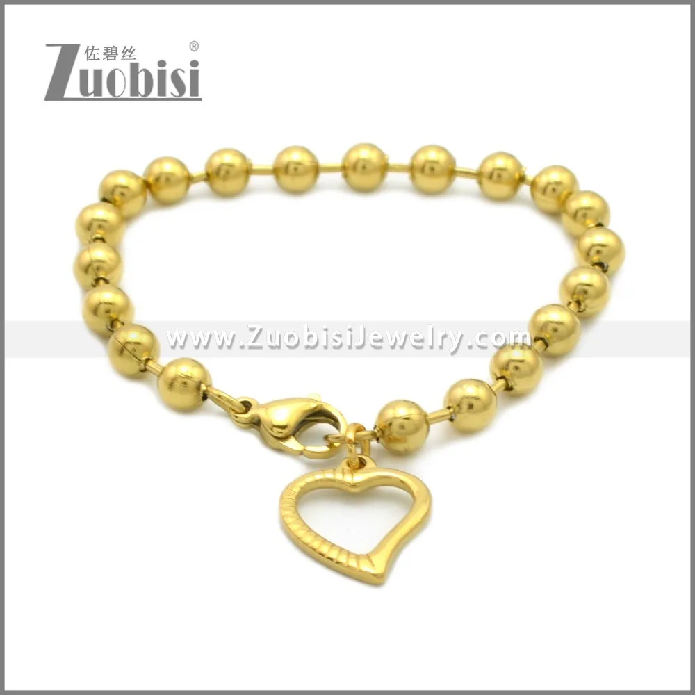 Gold Plated Stainless Steel Heart Bracelet b010218G