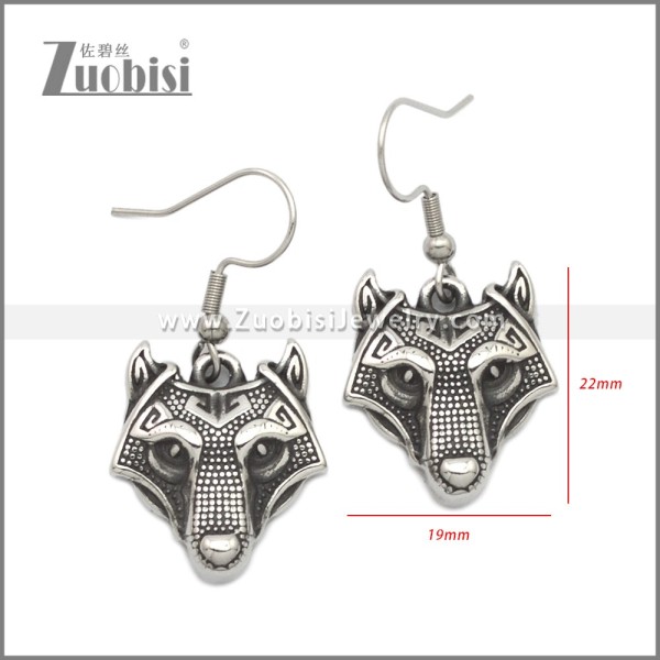 Viking Wolf Stainless Steel Hook Earrings e002250SA