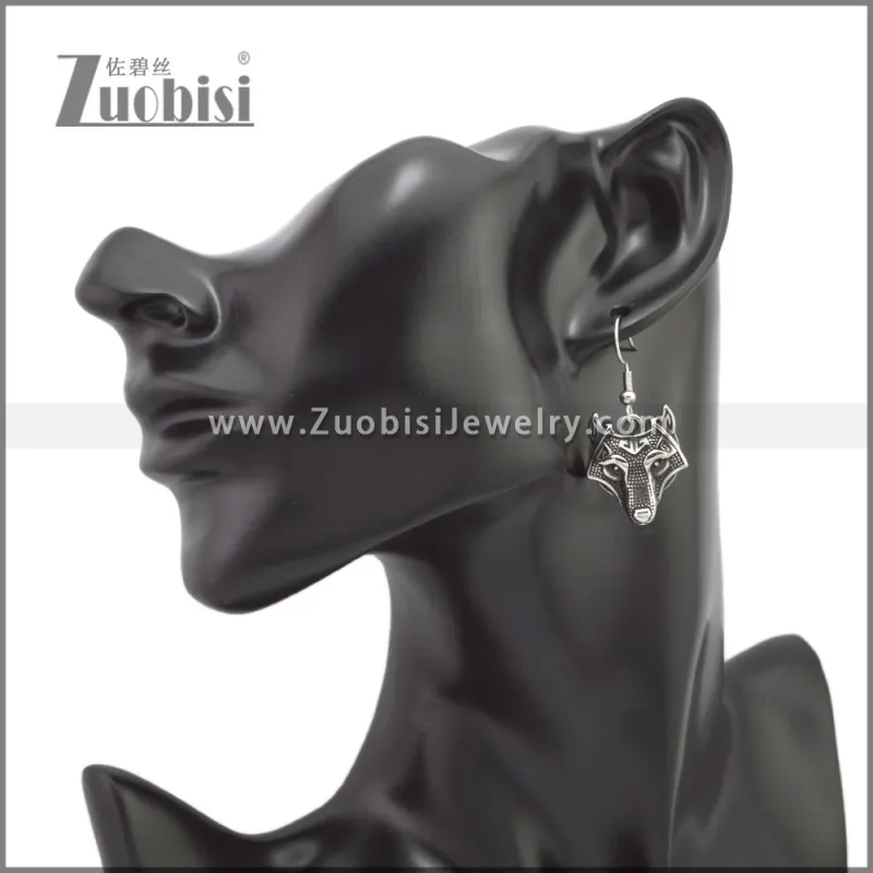Viking Wolf Stainless Steel Hook Earrings e002250SA