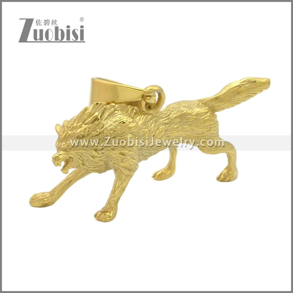 Gold Plating Solid Stainless Steel Wolf Pendant