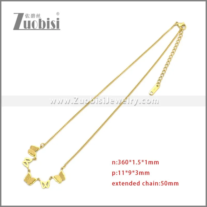 Golden Stainless Steel Butterfly Necklace n003329G