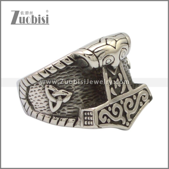 Vintage Silver Nordic Stainless Steel Hammer of Thor Celtic Knots Viking Rings for Men r009282SA