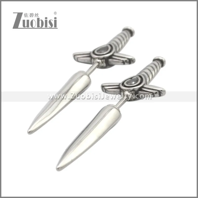 Stainless Steel Dagger Stud Earrings e002270S