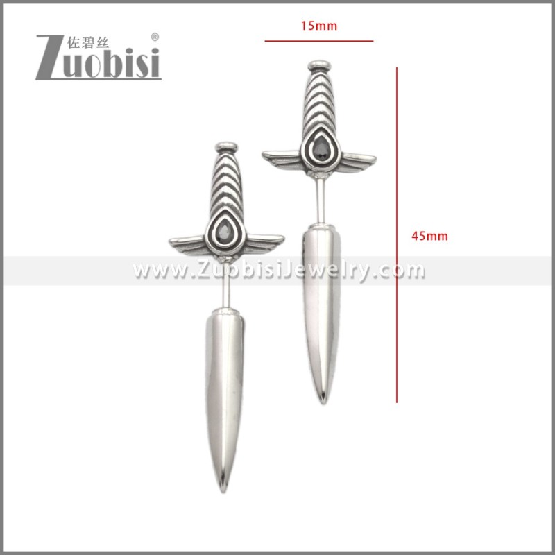 Stainless Steel Dagger Stud Earrings e002270S