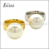 Big Gold Plating Stainless Steel Pearl Rings r009440G