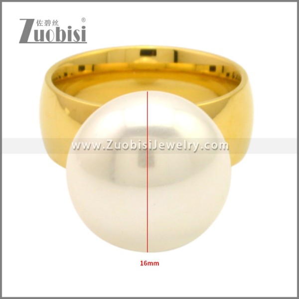 Big Gold Plating Stainless Steel Pearl Rings r009440G