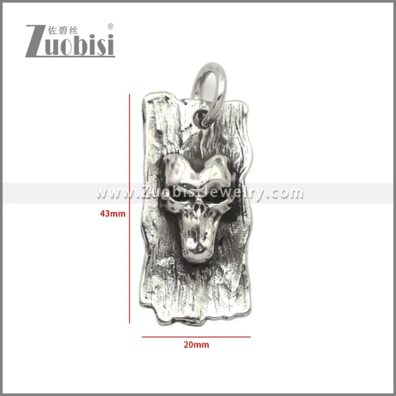 Stainless Steel Skull Dog Tag Pendants p011486SA