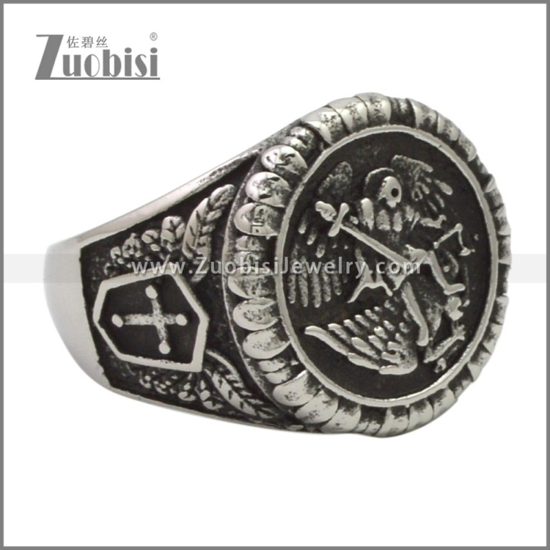 Stainless Steel Saint Michael Ring r009505SA