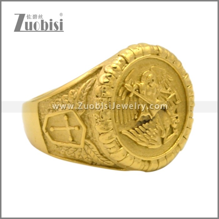 Golden Stainless Steel ST. Michael Ring r009505G