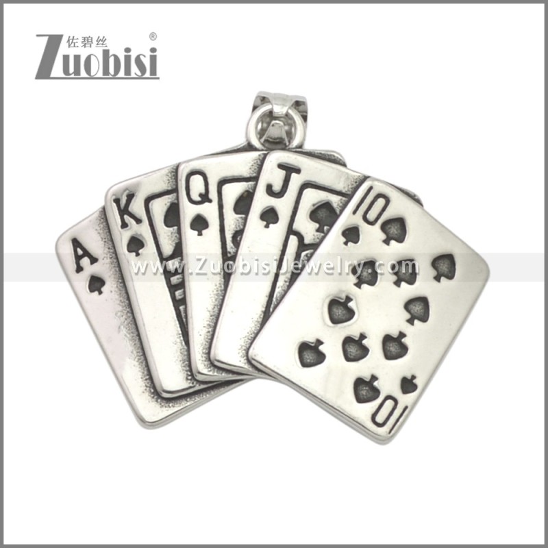 Stainless Steel Poker Card Pendant p011503SA