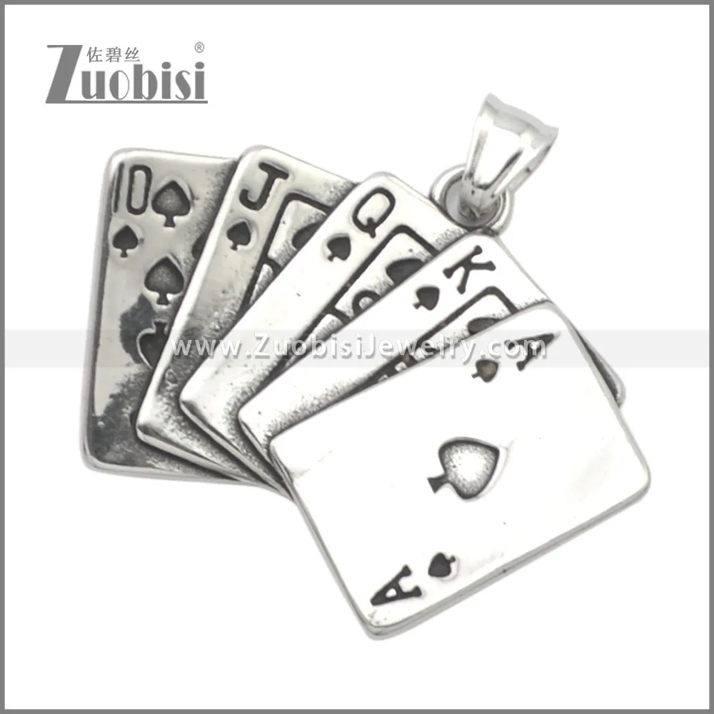 Stainless Steel Poker Card Pendant