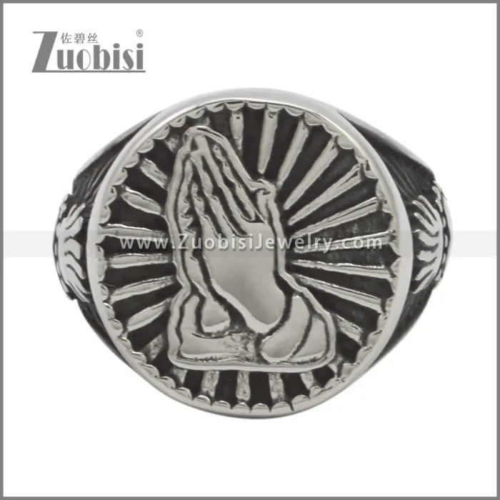 Stainless Steel Prayer Hands Ring r009643SA