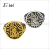 Yellow Gold Stainless Steel Prayer Hands Ring r009643G