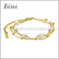 Yellow Gold Plating Elegant Stainless Steel Pearl Bracelet b010413G