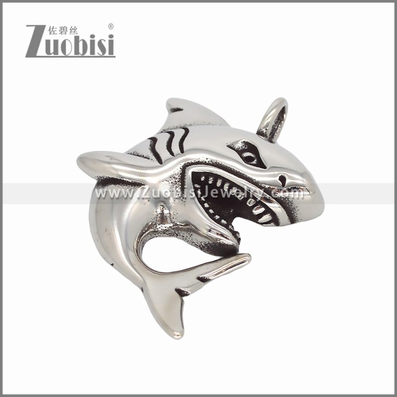 Stainless Steel Shark Pendant p011617