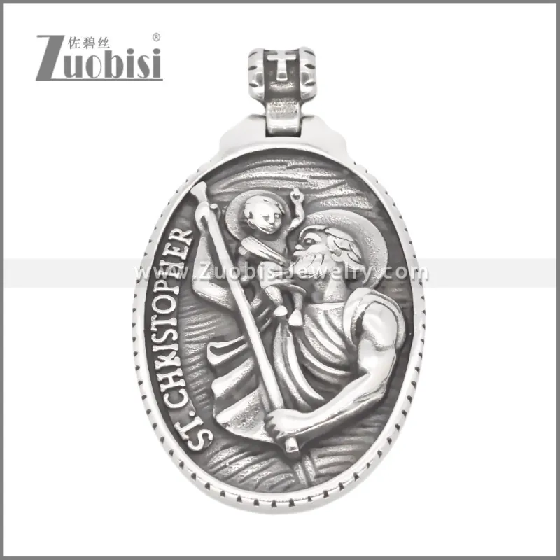 Stainless Steel ST Christopher Pendant p011743S1