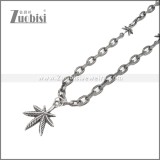 Stainless Steel Vintage Leaf Pendant Necklace n003417