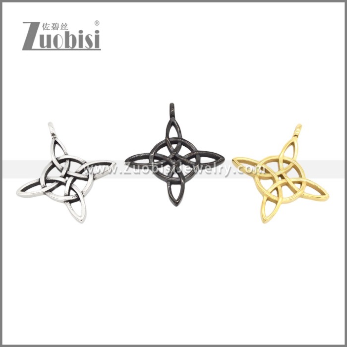 Hollow Witches Knot Charm Stainless Steel Pendant p011795S