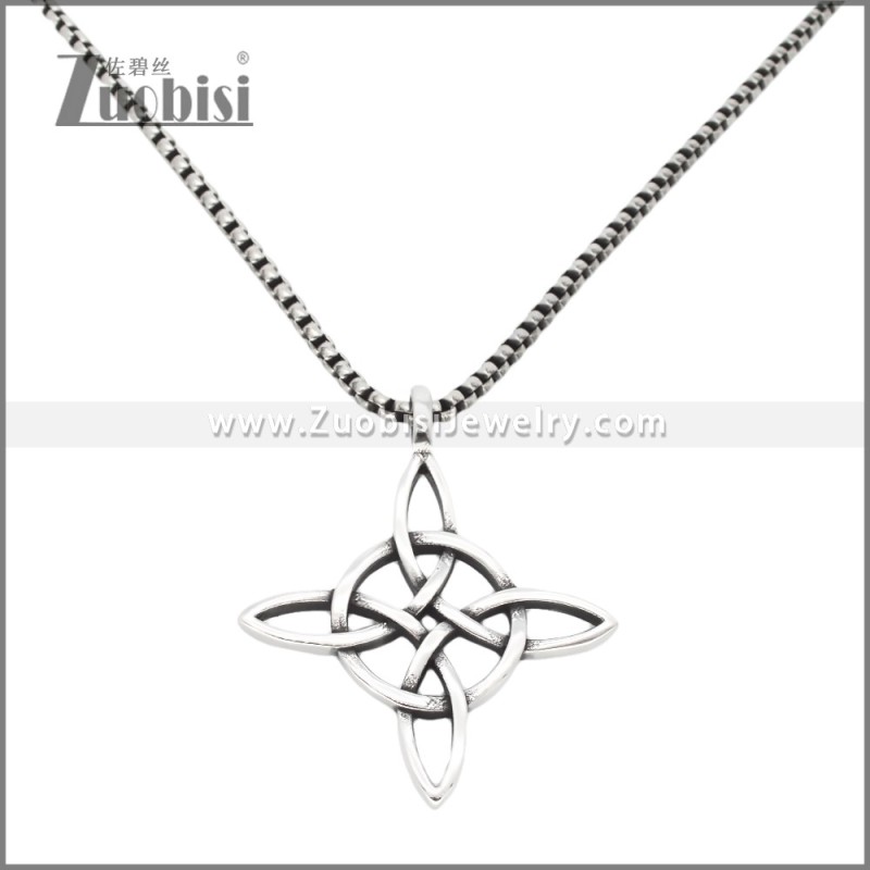 Hollow Witches Knot Charm Stainless Steel Pendant p011795S