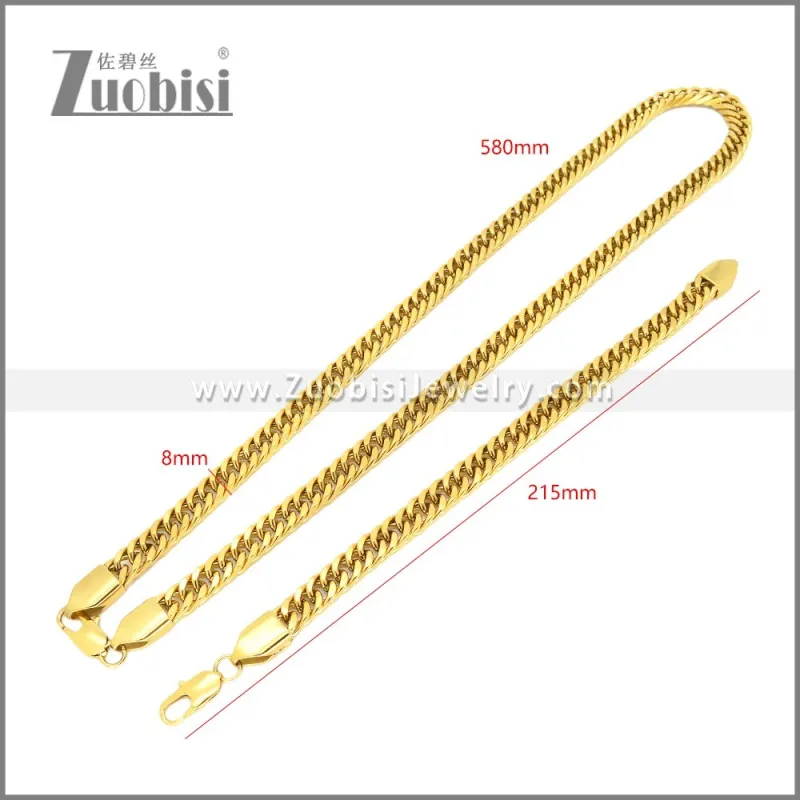 Stainless Steel Bracelet & Necklace Set s003008G