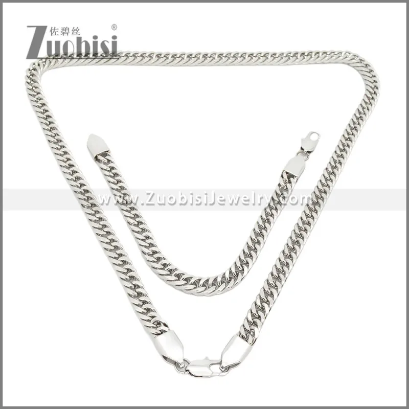 Stainless Steel Bracelet & Necklace Set s003008S