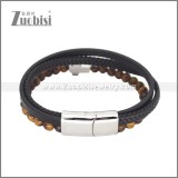 3 Layer Tiger Eye Stone Bead Leather Bracelet b010553S
