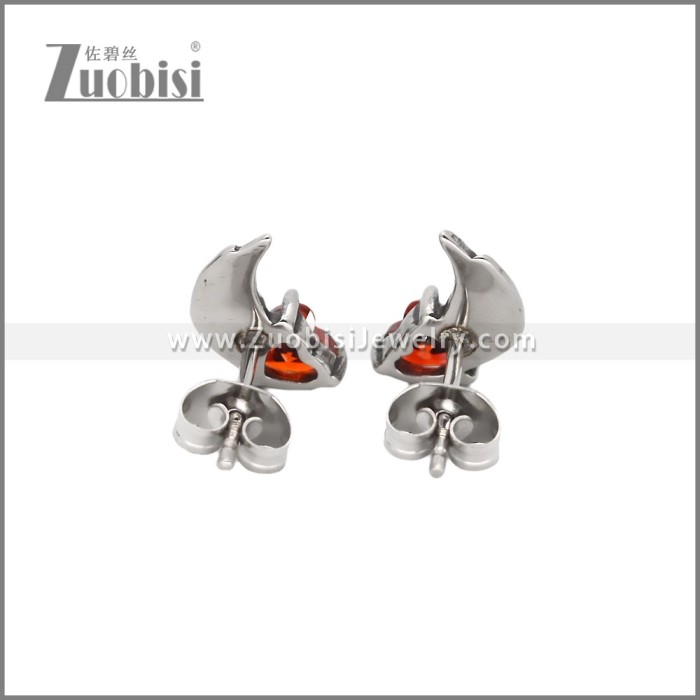 Clear Red Heart Zircon Wing Earring e000408