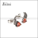 Clear Red Heart Zircon Wing Earring e000408