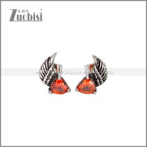 Clear Red Heart Zircon Wing Earring e000408