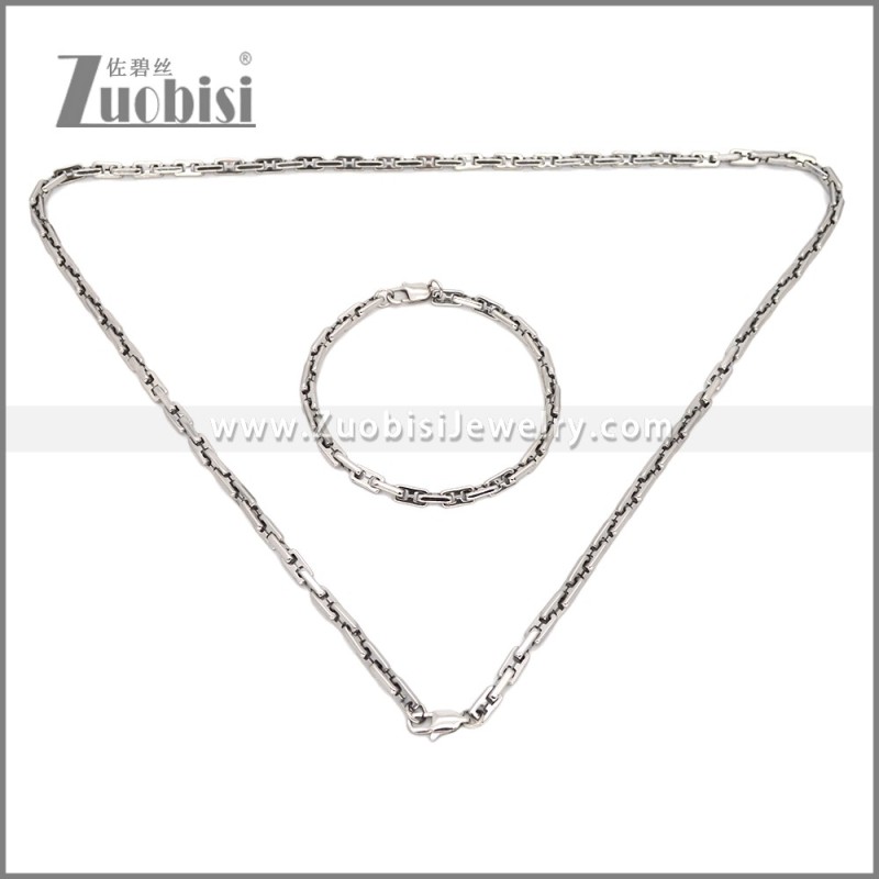 Stainless Steel Bracelet & Necklace Set s003020S