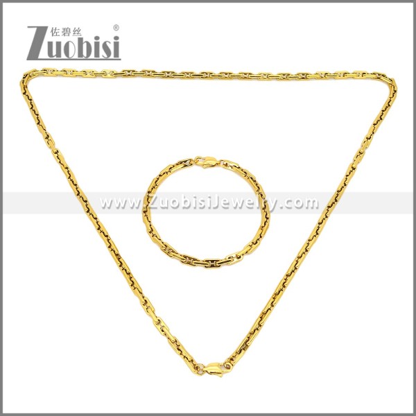 Stainless Steel Bracelet & Necklace Set s003020G