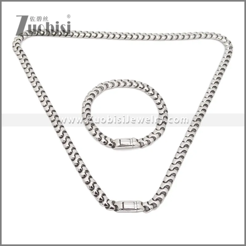 Stainless Steel Bracelet & Necklace Set s003018