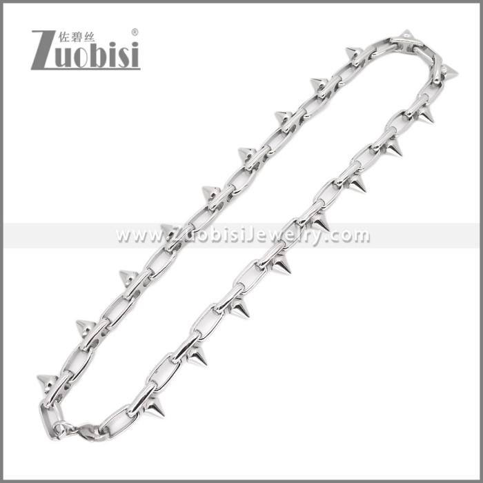 Stainless Steel Spiked Chain Necklaces n003470