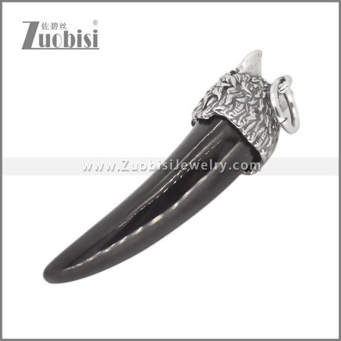Stainless Steel Black Wolf Teeth Design Ash Pendant p012066H