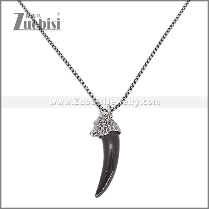 Stainless Steel Black Wolf Teeth Design Ash Pendant p012066H