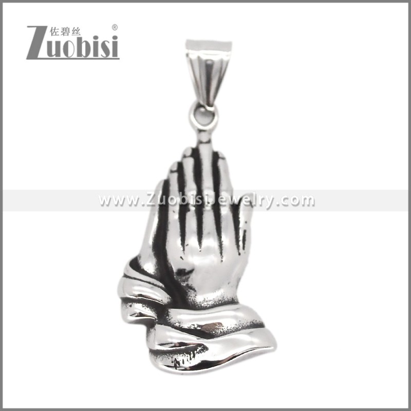 Stainless Steel Prayer Hands Pendant p012225