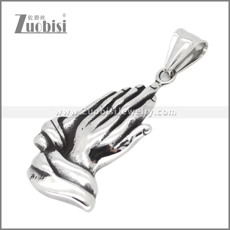 Stainless Steel Prayer Hands Pendant p012225