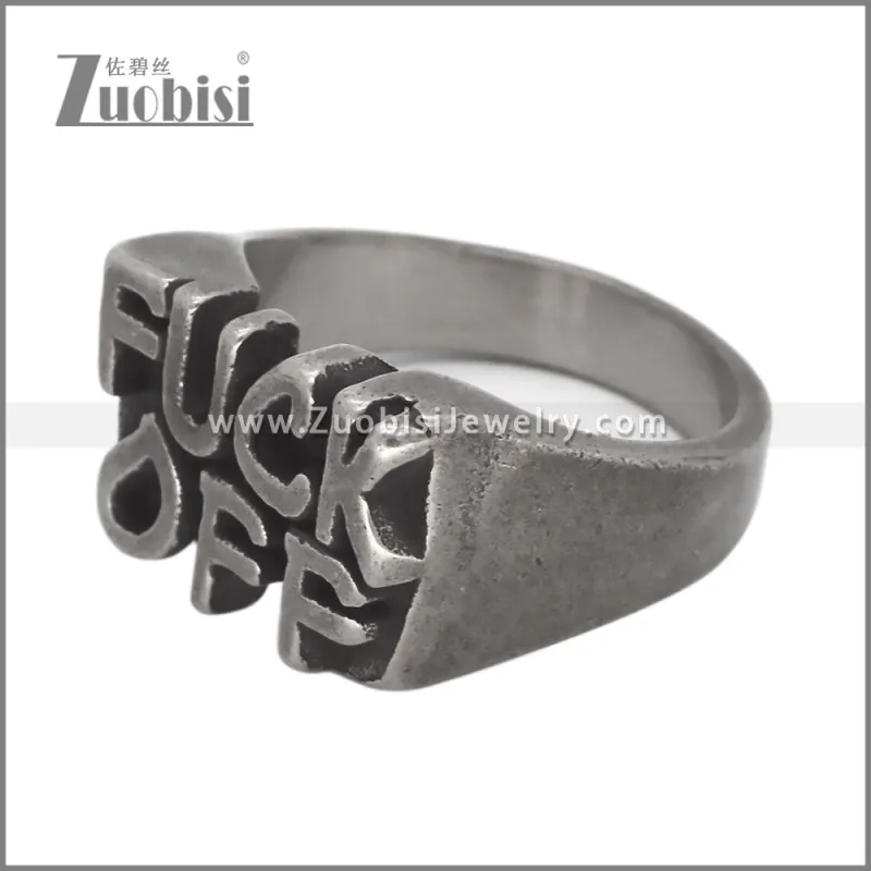 Retro Stainless Steel Fuck Off Ring r010194