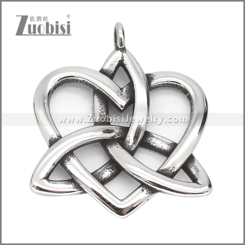 Antique Silver Irish Celtics Knot and Heart Shape Pendant p012451
