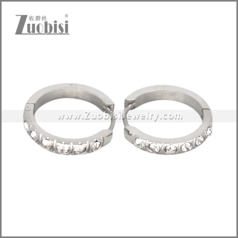 Luxury Zircon Fashion Stainless Steel Huggie Hoop Earring Jewelry for Women e002697S