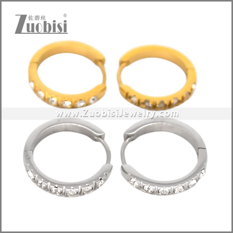 Luxury Zircon Fashion Stainless Steel Huggie Hoop Earring Jewelry for Women e002697S