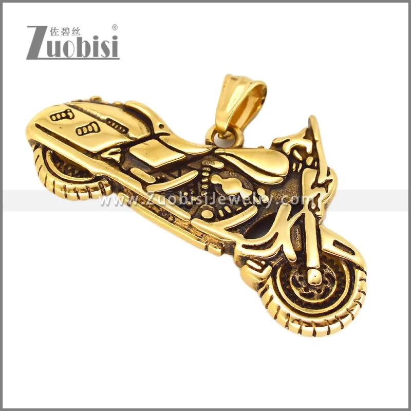 Gold Plated Stainless Steel Motorbike Pendant p012582