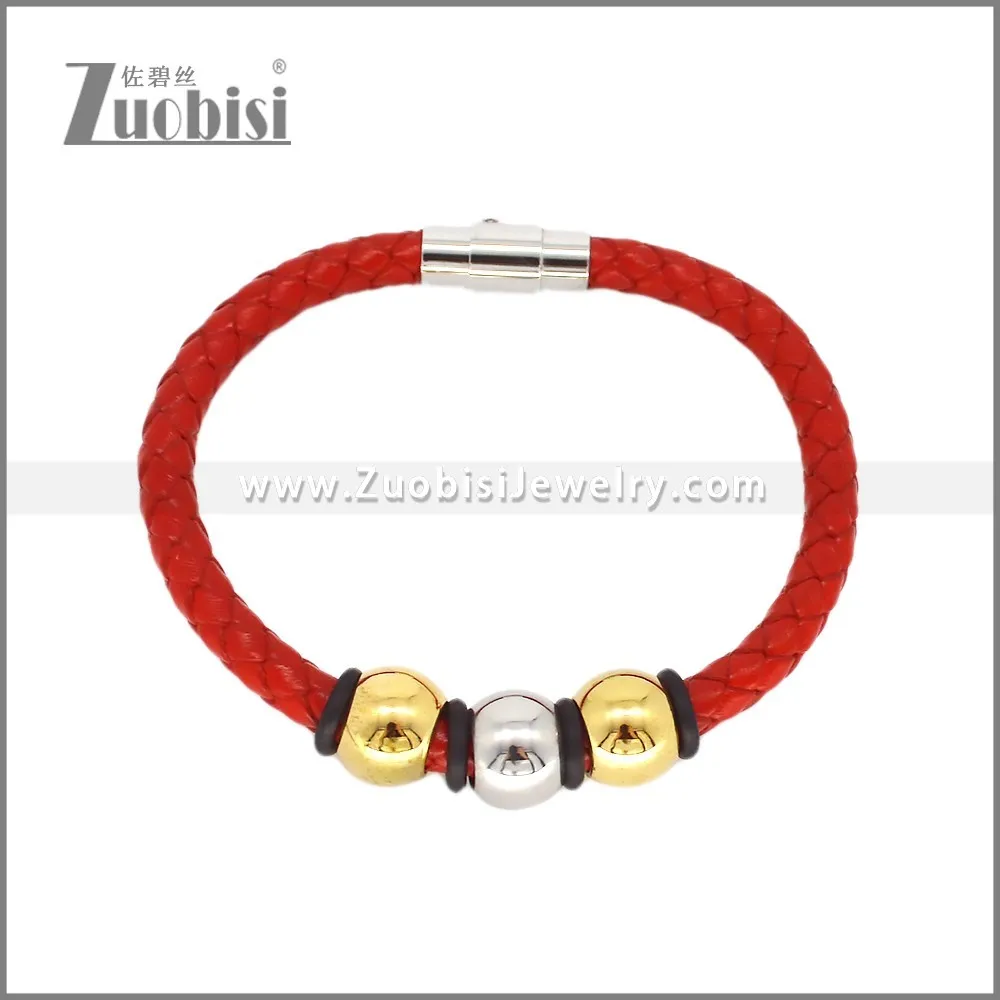 Women Red Braided Leathers Bracelets b010781R