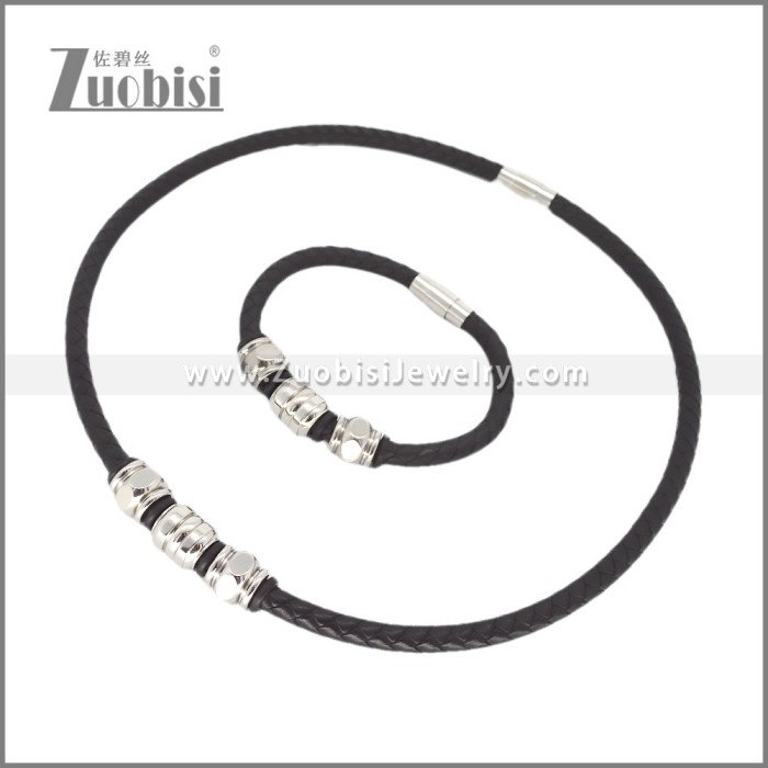 Leather Necklace and Bracelet Set s003123