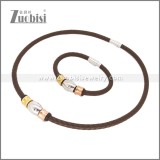Leather Necklace and Bracelet Set s003113