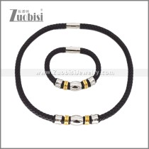 Leather Necklace and Bracelet Set s003095
